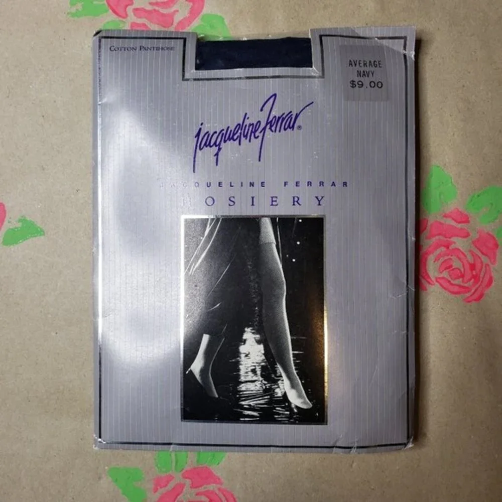 JACQUELINE FERRAR COTTON PANTYHOSE NAVY SIZE AVERAGE